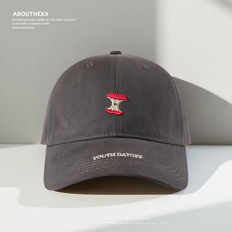 Women Red Embroidered Baseball Cap with Fruit Design — feature 6