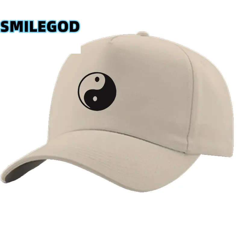 White Yin Yang Cap for Men Women Black