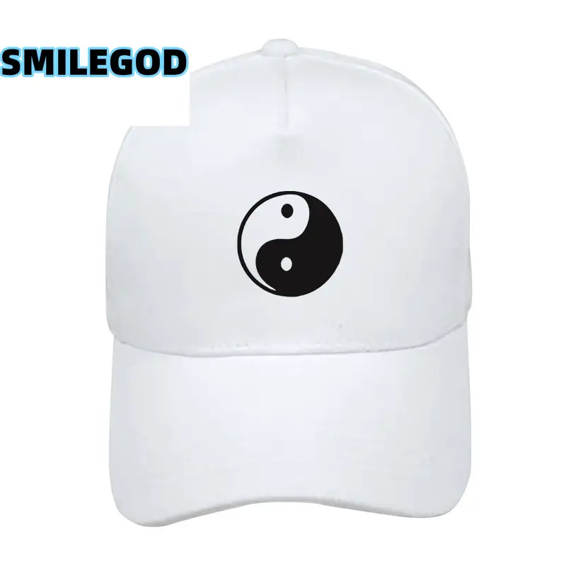 White Yin Yang Cap for Men Women Black