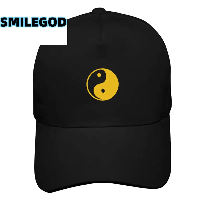 White Yin Yang Cap for Men Women Black
