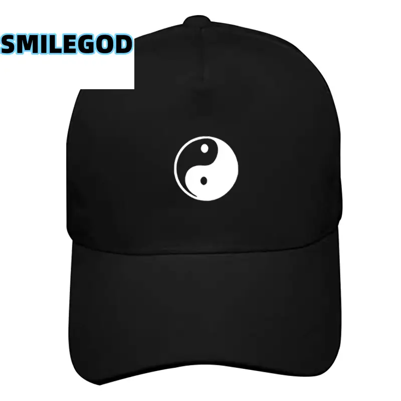 White Yin Yang Cap for Men Women Black