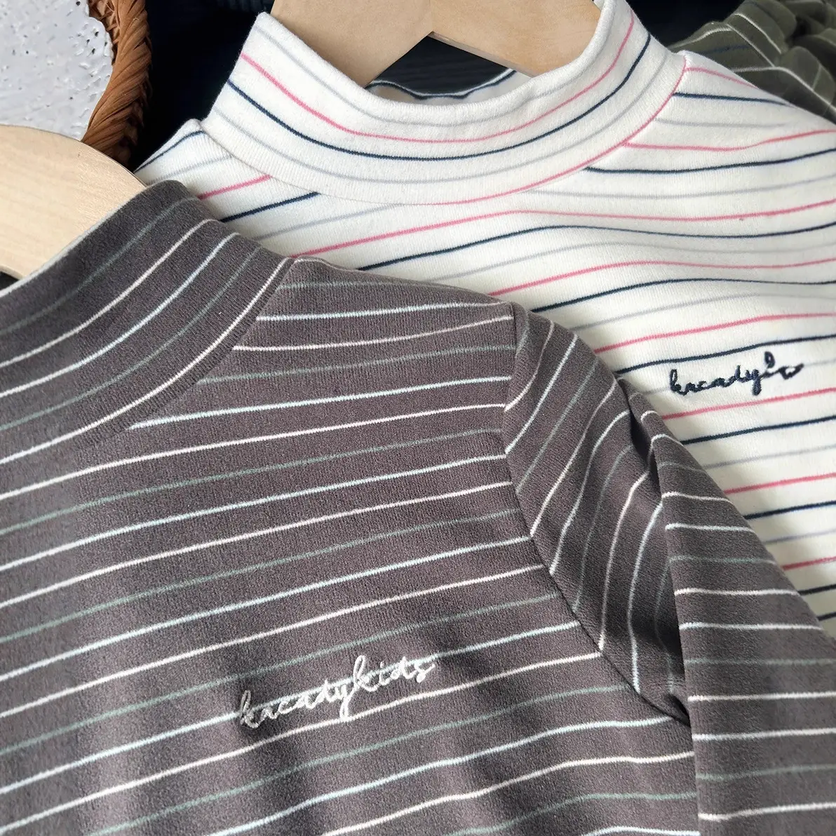 2025 Striped Mid-High Collar Boys Girls T-Shirt - Image 4