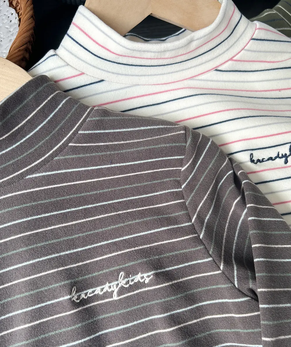 2025 Striped Mid-High Collar Boys Girls T-Shirt — feature 5