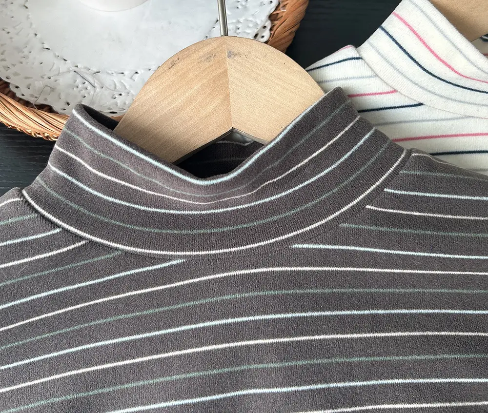 2025 Striped Mid-High Collar Boys Girls T-Shirt — feature 7