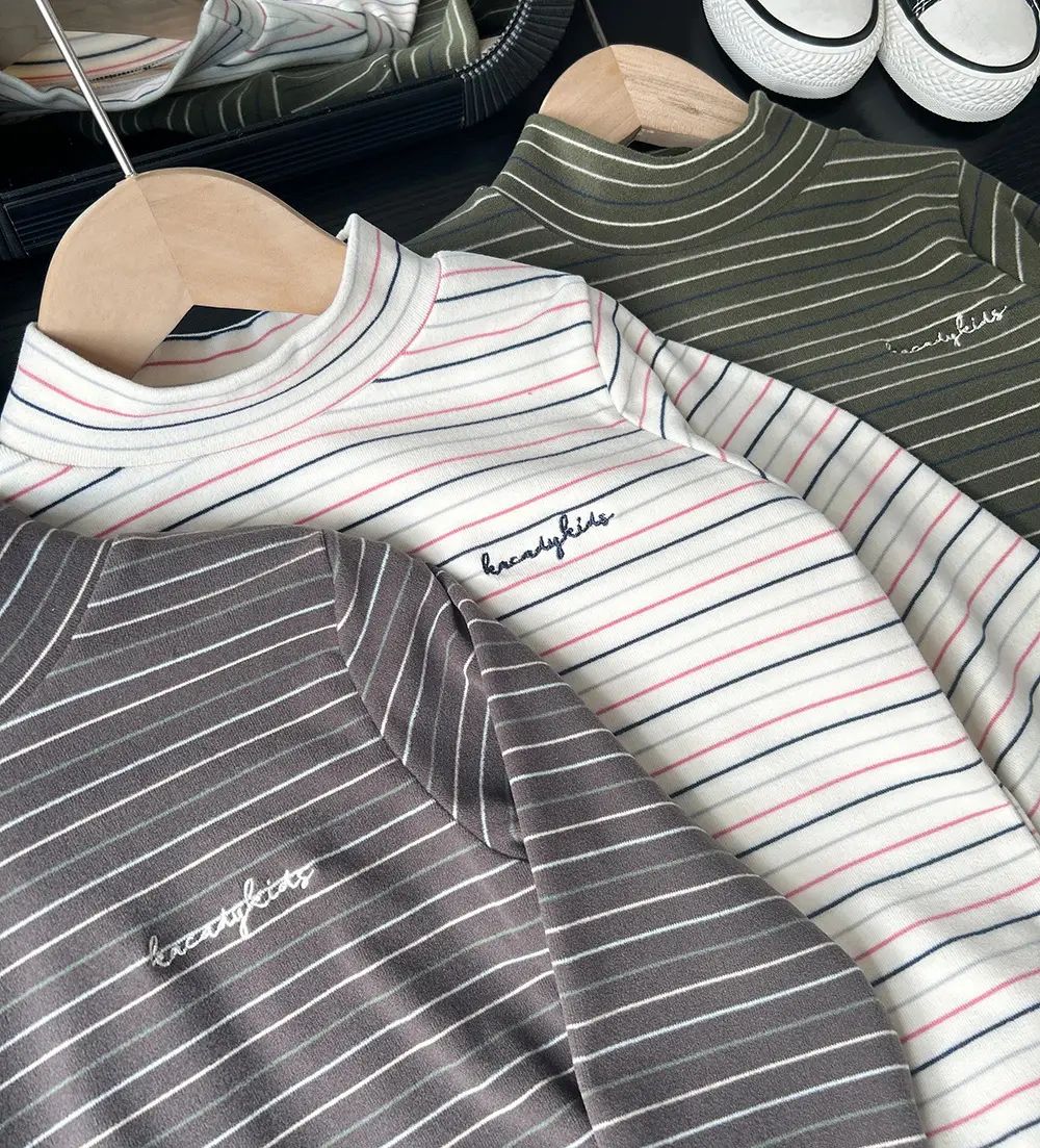 2025 Striped Mid-High Collar Boys Girls T-Shirt — feature 9