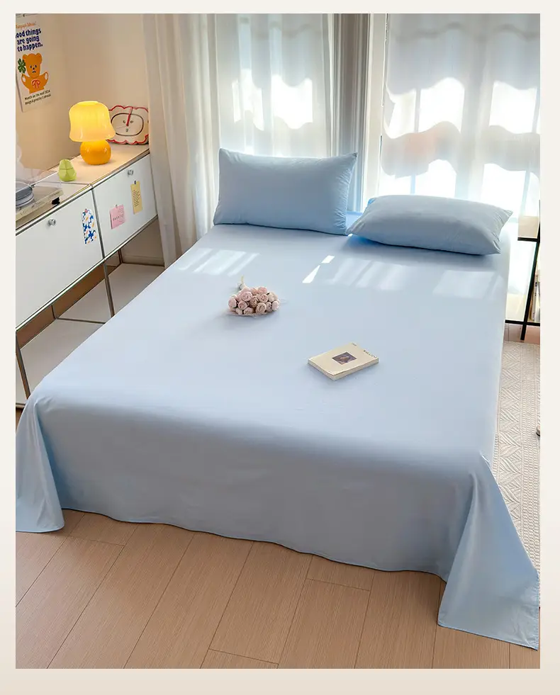 Class a Pure Cotton Washed Cotton Bed Pure Color Simple Cotton Quilt Single Double Cotton Single Bed Sheets Bedding — feature 13
