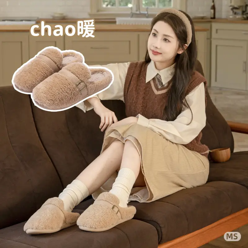 Fashion Versatile Cotton Slippers for Women, Autumn and Winter Warm Non-Slip Soft Sole Comfortable Couple Winter Indoor Maternity Shoes for Men - Image 6