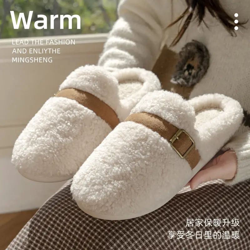 Fashion Versatile Cotton Slippers for Women, Autumn and Winter Warm Non-Slip Soft Sole Comfortable Couple Winter Indoor Maternity Shoes for Men - Image 7