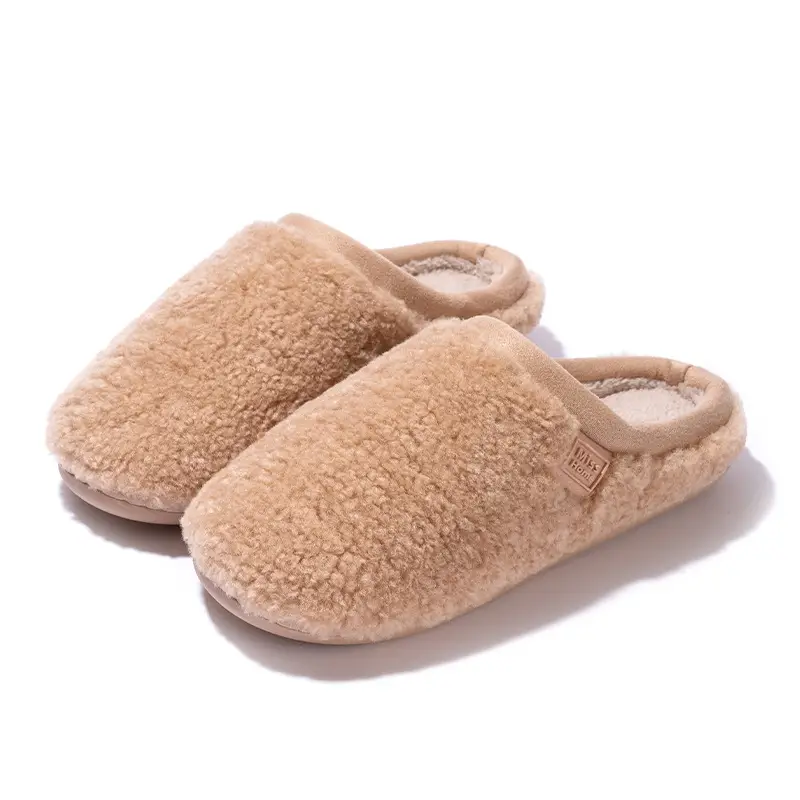 2025 Winter Stuffed White Slippers Women Men Velvet Cotton Warm Indoor - Image 2