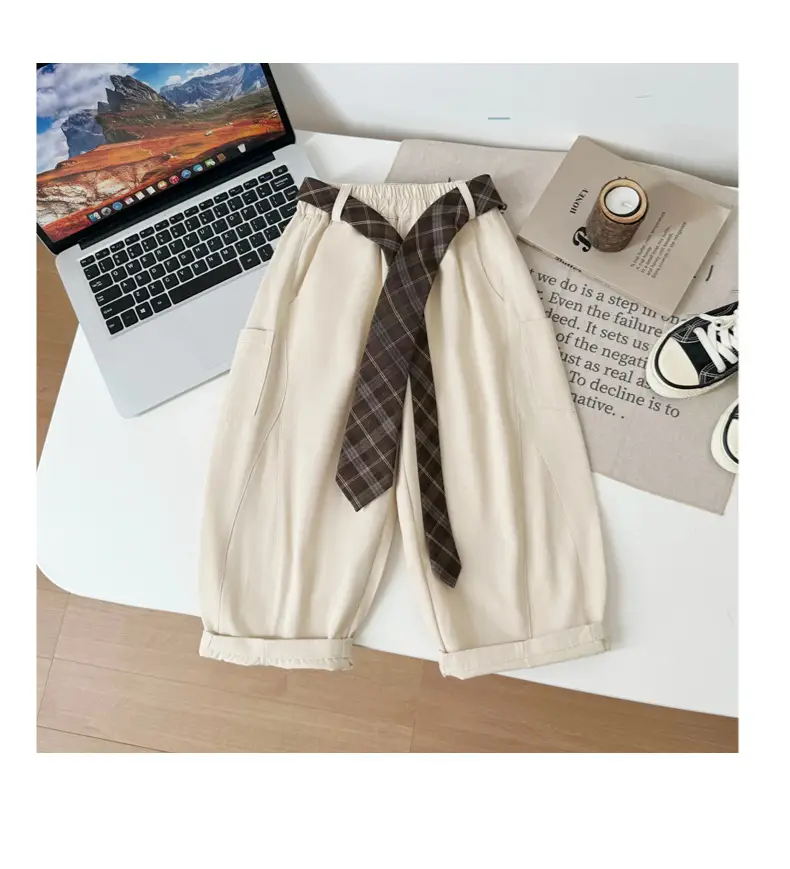 Children Korean Curved Leg Pants 2026 Spring Belt Casual Loose Pants — feature 10