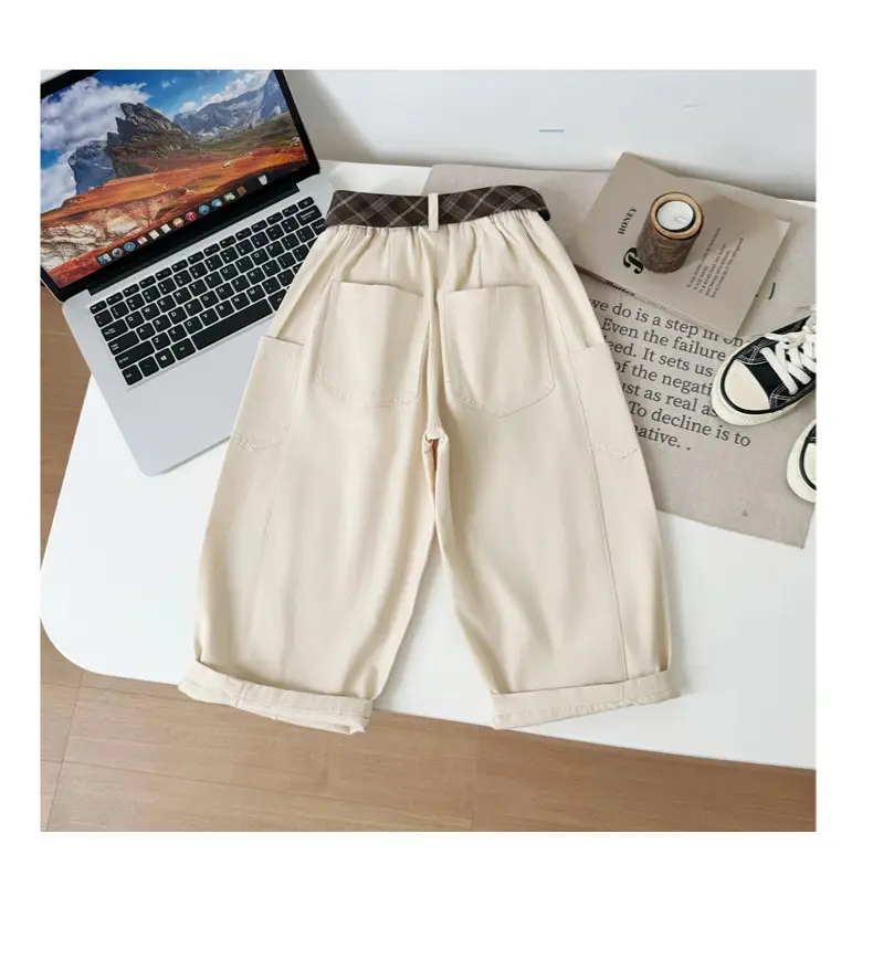 Children Korean Curved Leg Pants 2026 Spring Belt Casual Loose Pants — feature 11