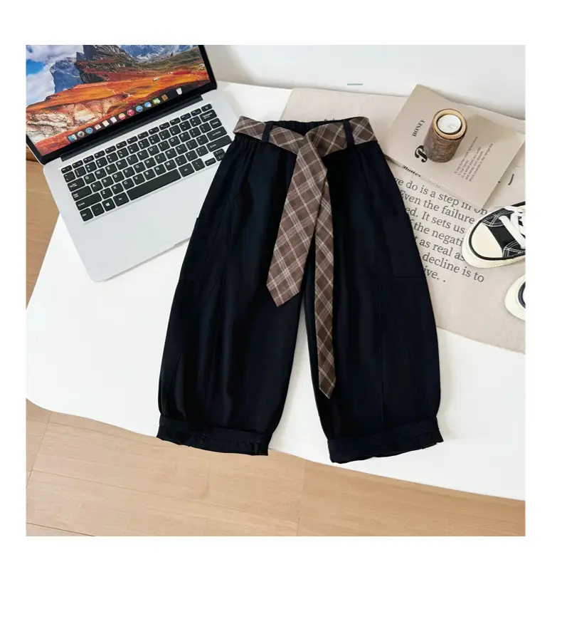 Children Korean Curved Leg Pants 2026 Spring Belt Casual Loose Pants — feature 12