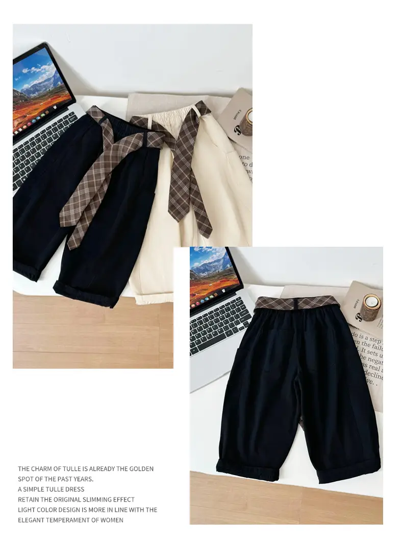 Children Korean Curved Leg Pants 2026 Spring Belt Casual Loose Pants — feature 7