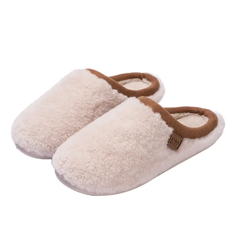 High-Quality Home Cotton Slippers for Women in Winter Indoor Plush Polar Fleece Indoor Non-Slip Men's Furry Slippers - Image 8