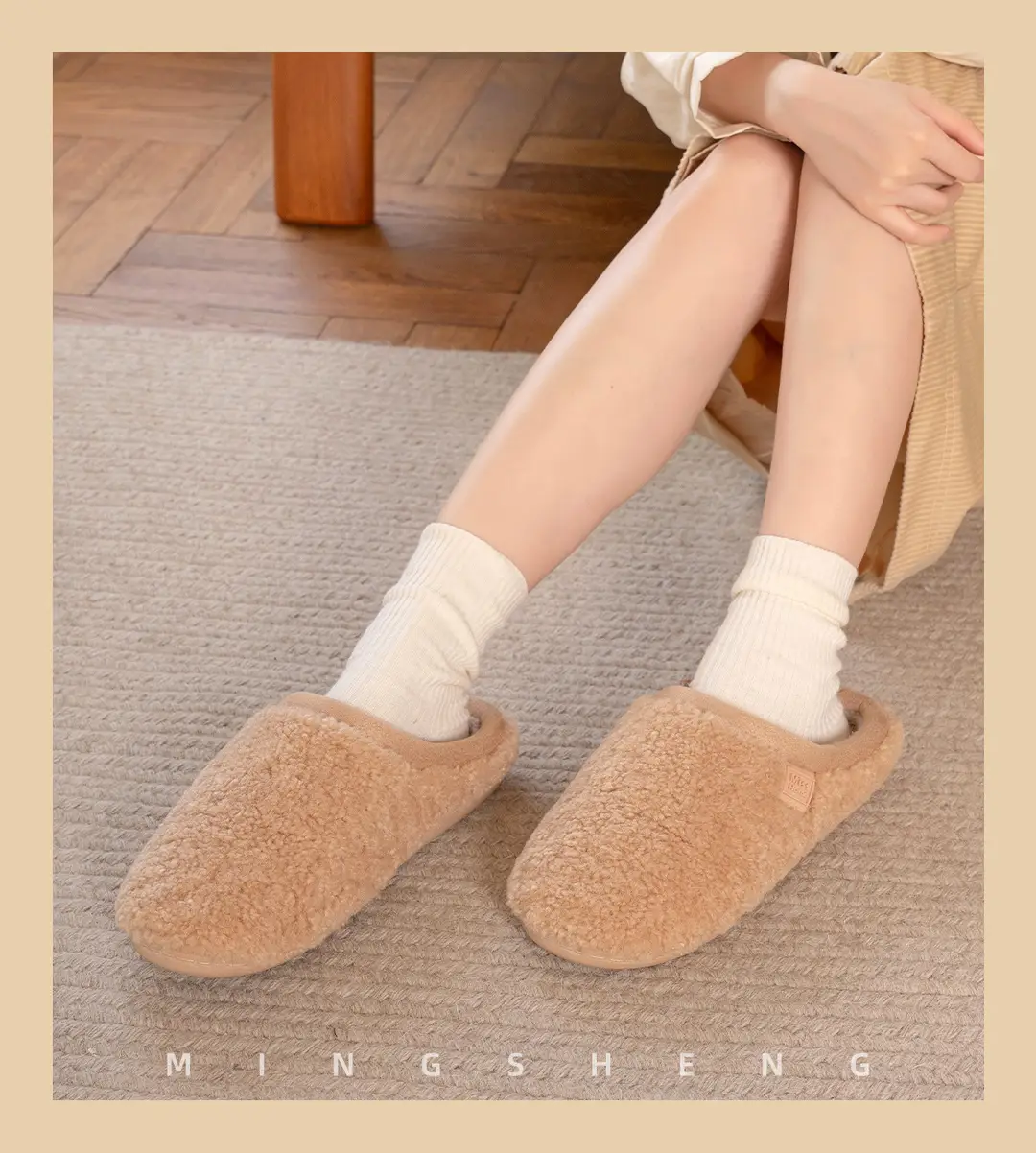 High-Quality Home Cotton Slippers for Women in Winter Indoor Plush Polar Fleece Indoor Non-Slip Men's Furry Slippers — feature 7