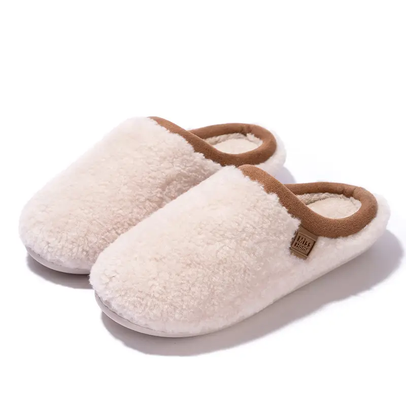 High-Quality Home Cotton Slippers for Women in Winter Indoor Plush Polar Fleece Indoor Non-Slip Men's Furry Slippers - Image 3