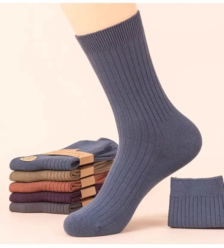 5 Pairs of Xinjiang Cotton Double-Needle Socks Men's Mid-Calf Socks Cotton Spring and Autum Deodorant Business Black Thickeneded Men's Stockings — feature 15