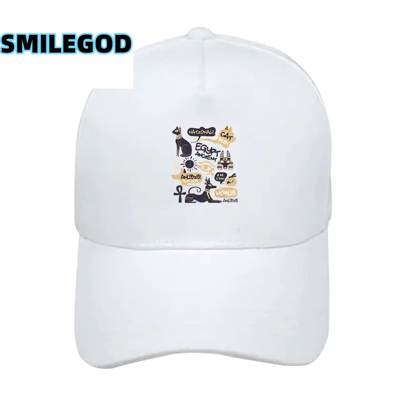 White Printed Baseball Cap for Men Women Pure Cotton