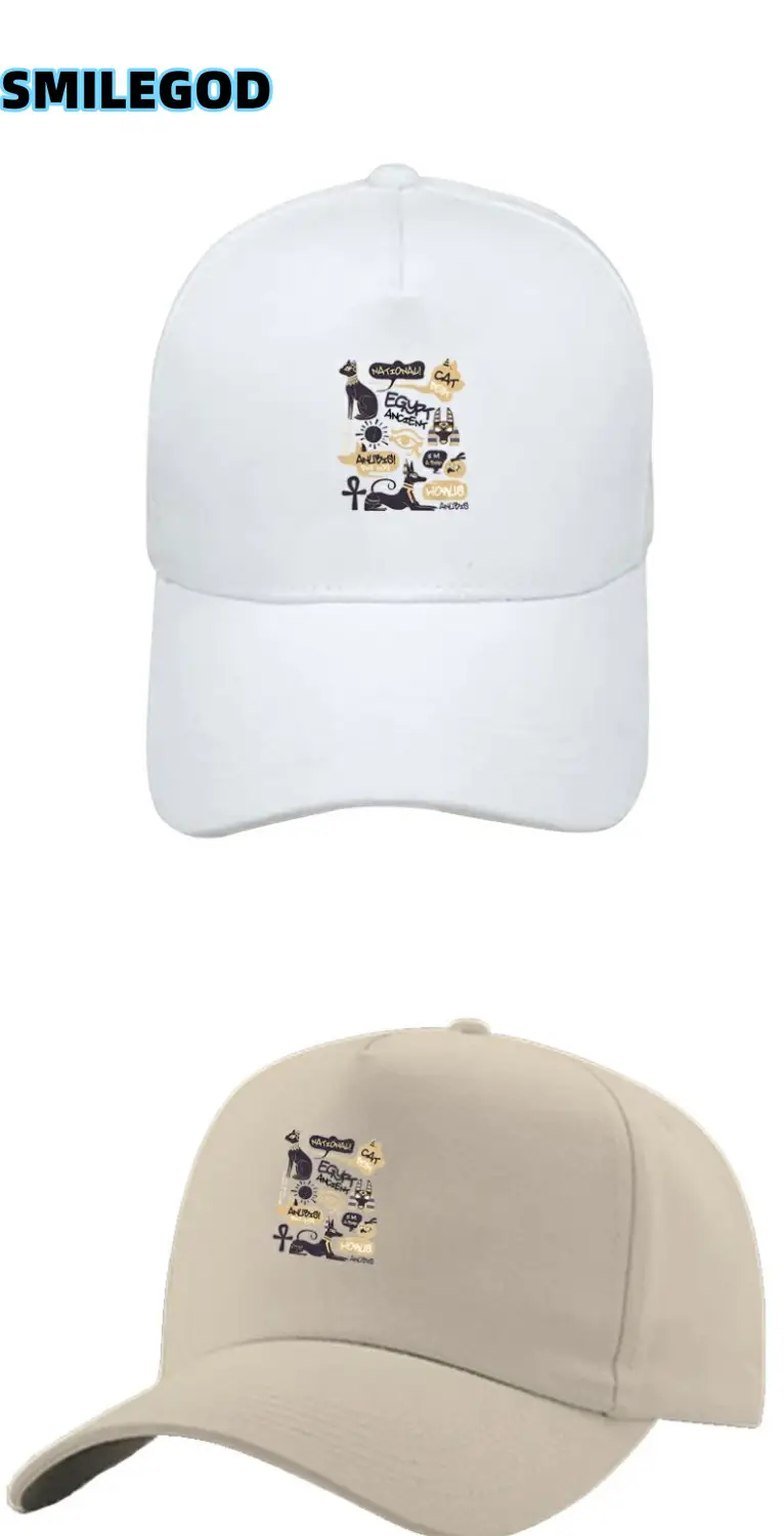 White Printed Baseball Cap for Men Women Pure Cotton — feature 3