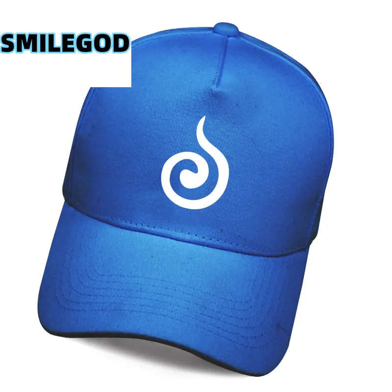 Blue Anime Hat with Red Spiral Logo for Youth