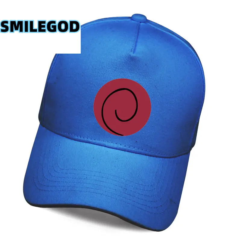 Blue Anime Hat with Red Spiral Logo for Youth