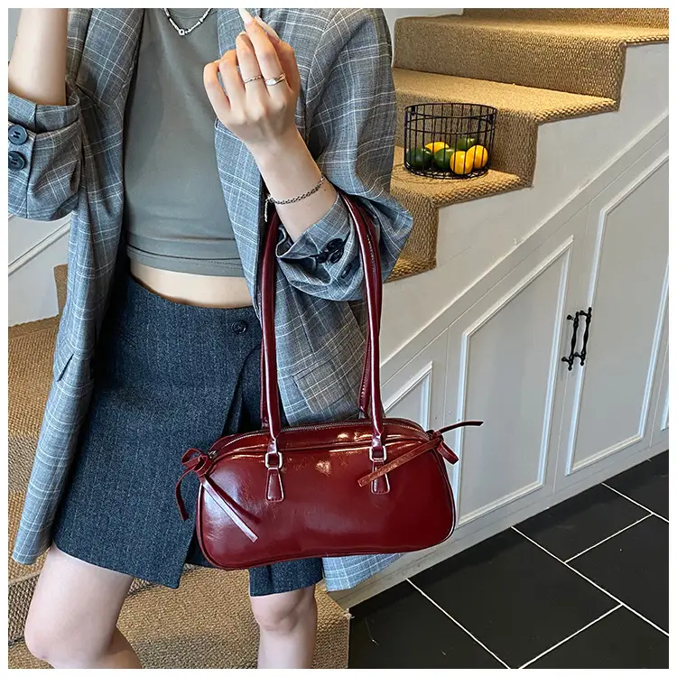 Women's Red Leather Satchel Shoulder Bag 2025 — feature 20