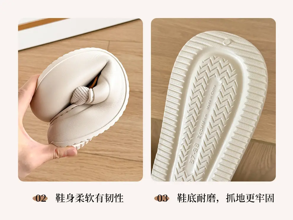 Waterproof Cotton Slippers for Women's Winter Outer Wear, Windproof and Warm Plush Home Indoor Non-Slip Women's Bag Heel Cotton Shoes Wholesale — feature 6
