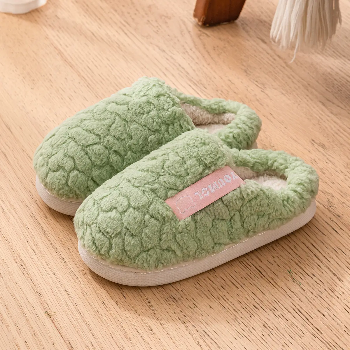 Green Cotton Slippers for Girls Autumn Winter 2024 - Image 2