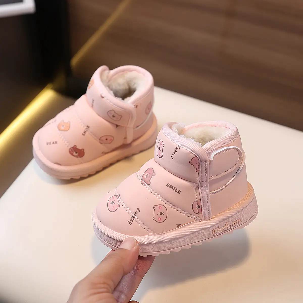 Pink Fleece Lined Toddler Shoes for 6-12 Months