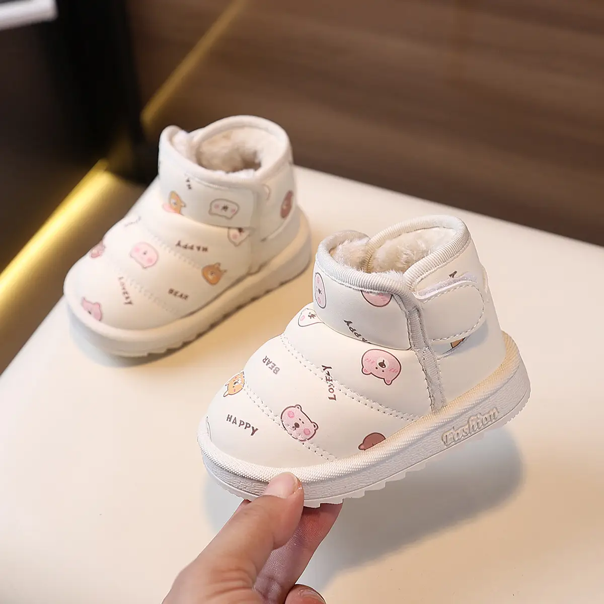 Pink Fleece Lined Toddler Shoes for 6-12 Months