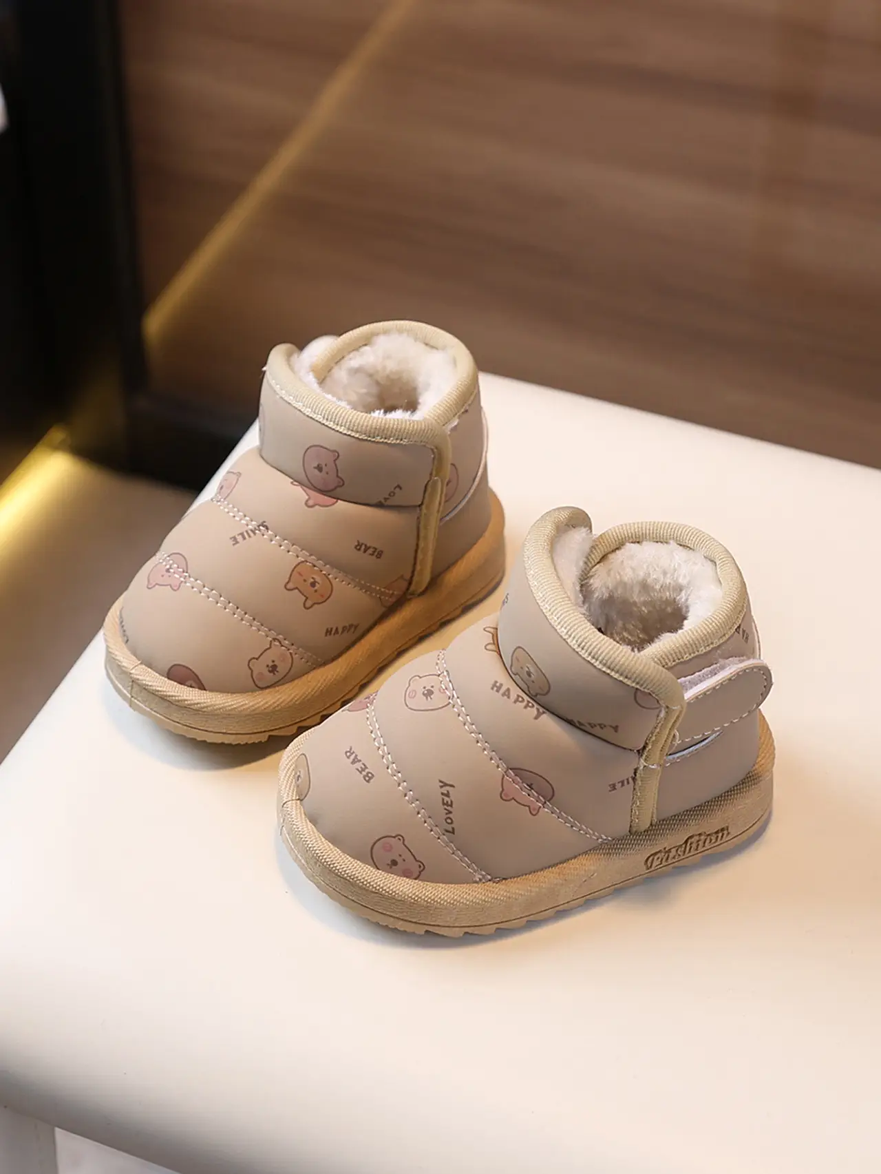 Pink Fleece Lined Toddler Shoes for 6-12 Months — feature 2