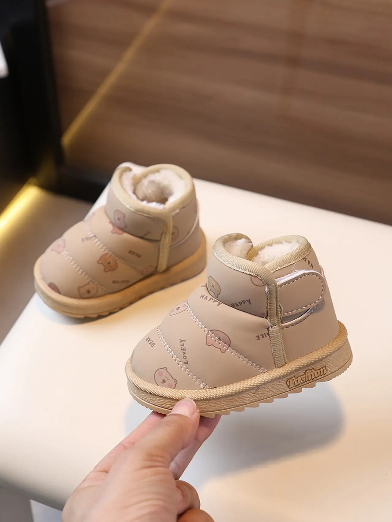 Pink Fleece Lined Toddler Shoes for 6-12 Months — feature 3