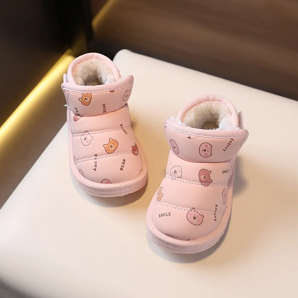 Pink Fleece Lined Toddler Shoes for 6-12 Months