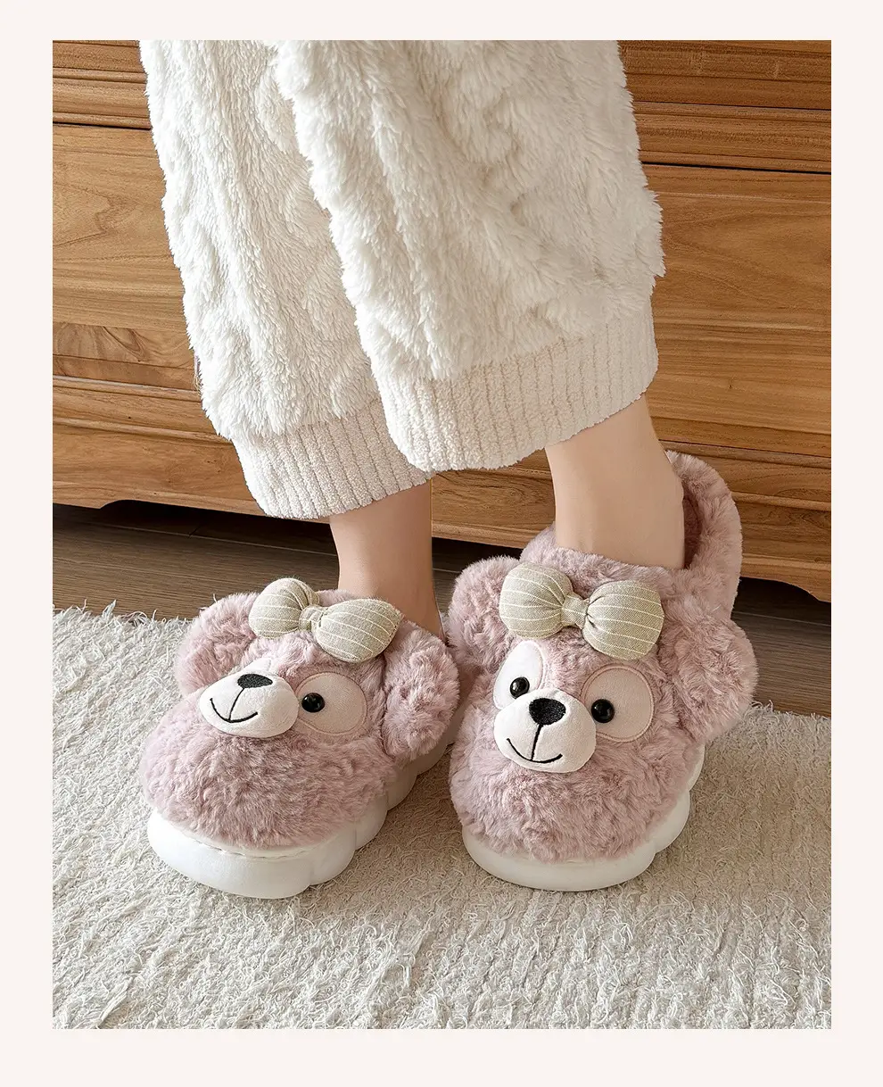 Women's Bear Cotton Slippers Autumn and Winter Home Plus Velvet Cotton Shoes Soft Sole Bedroom Non-Slip Warm Cotton Slippers Women's Wholesale — feature 22