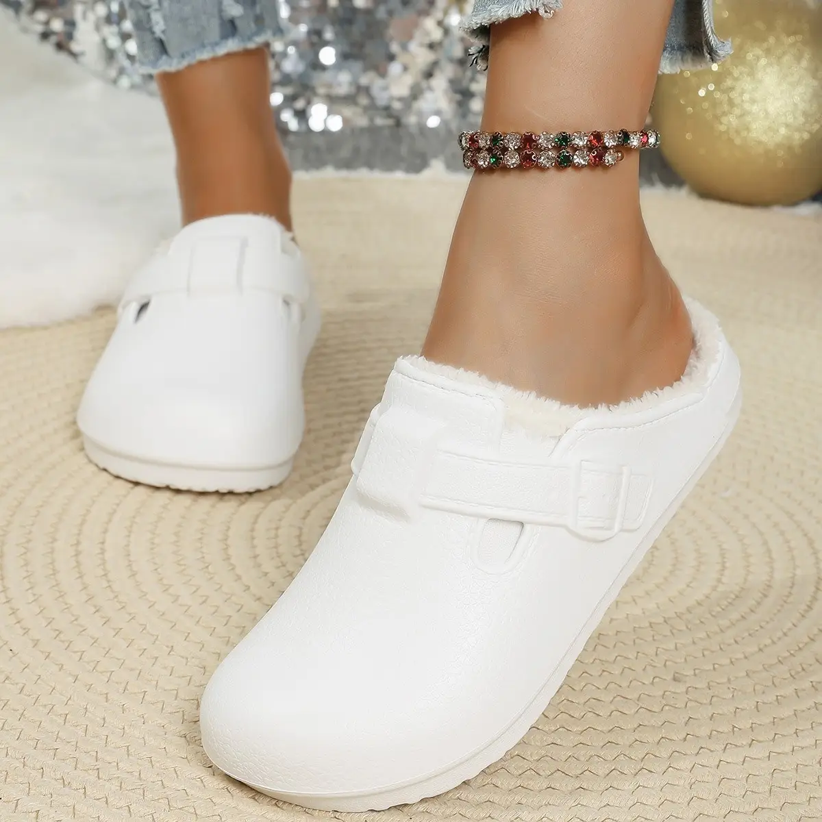 Women Cross-Border Cotton Slipper Beige Winter Waterproof - Image 5