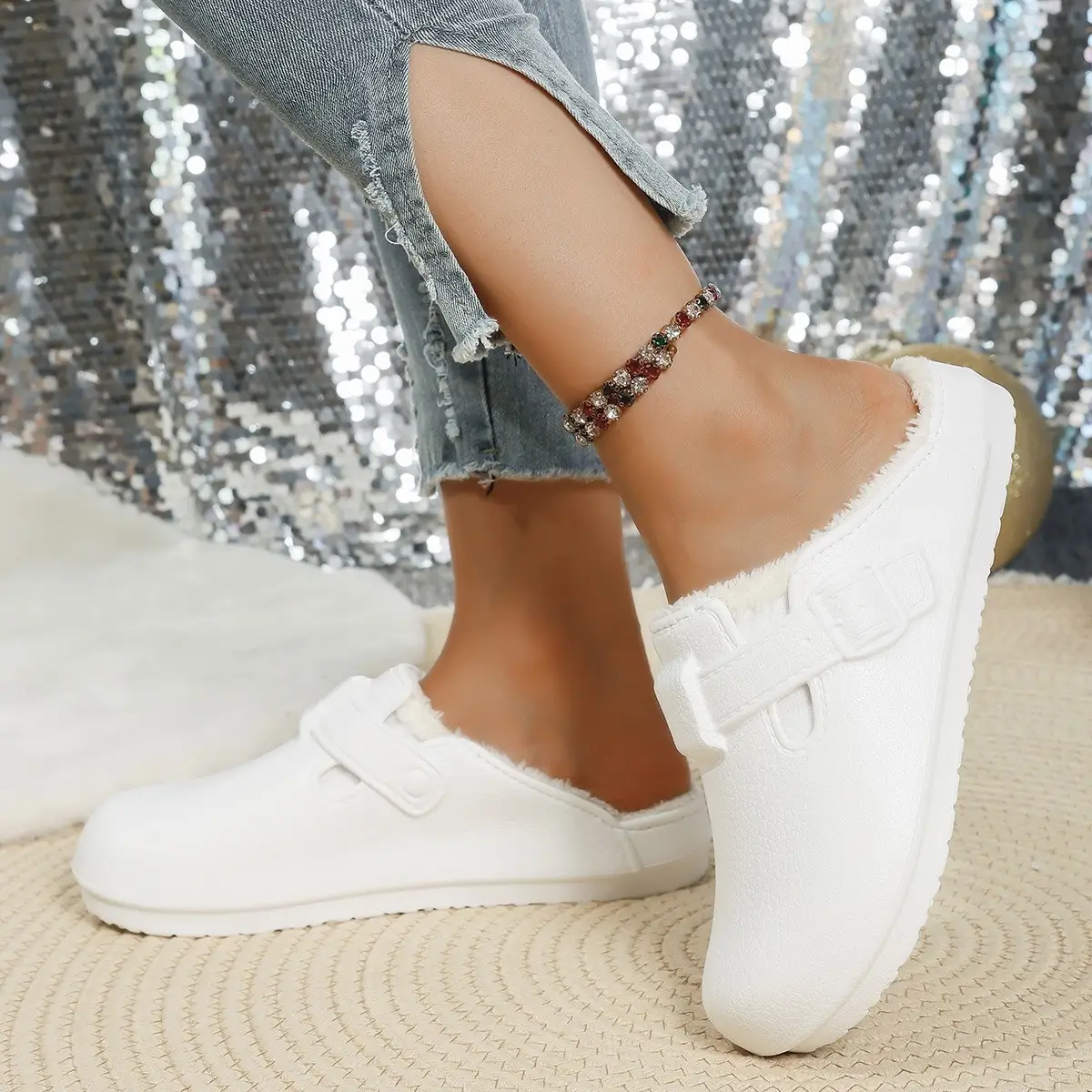 Women Cross-Border Cotton Slipper Beige Winter Waterproof - Image 6
