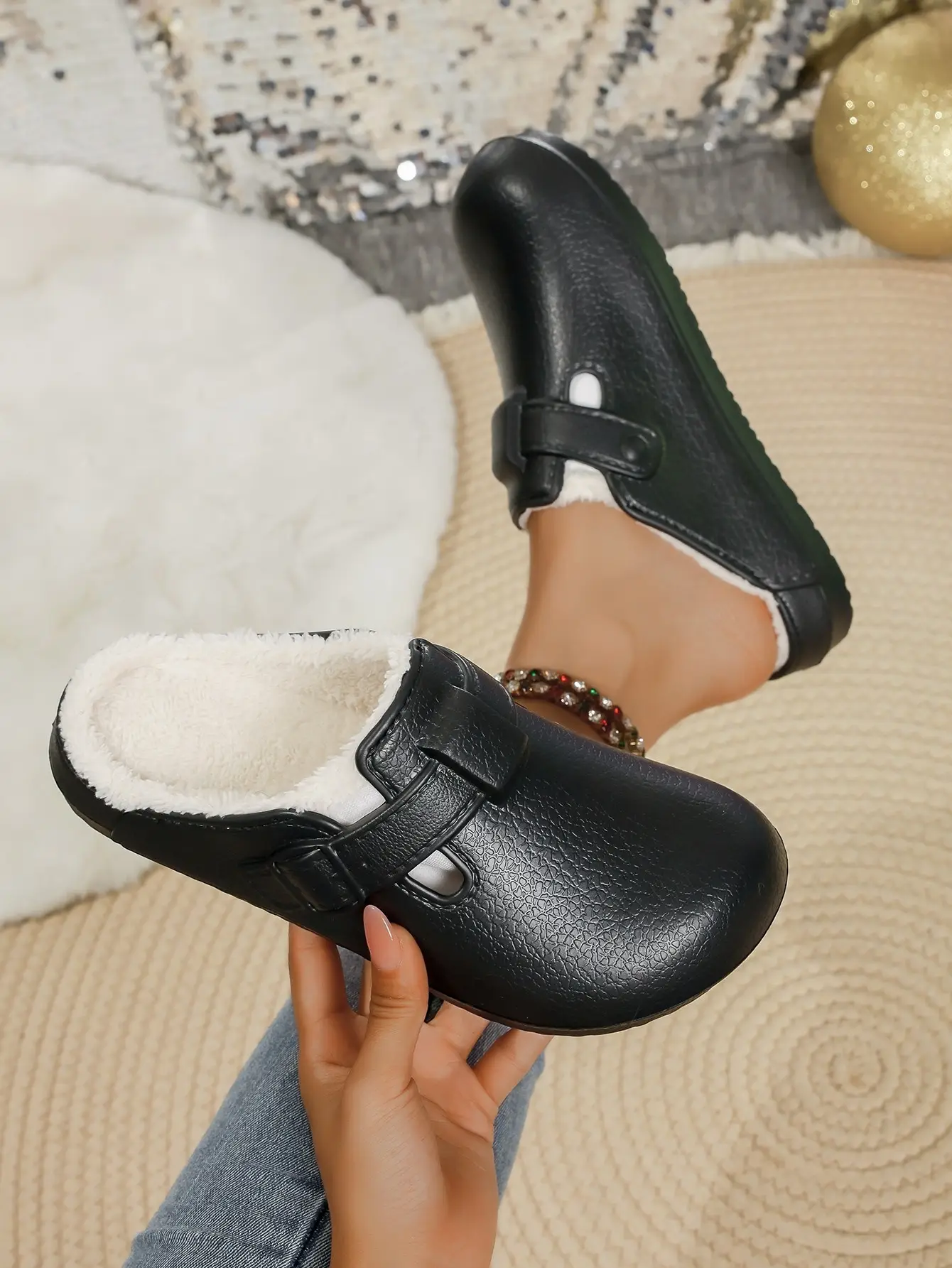Women Cross-Border Cotton Slipper Beige Winter Waterproof — feature 15