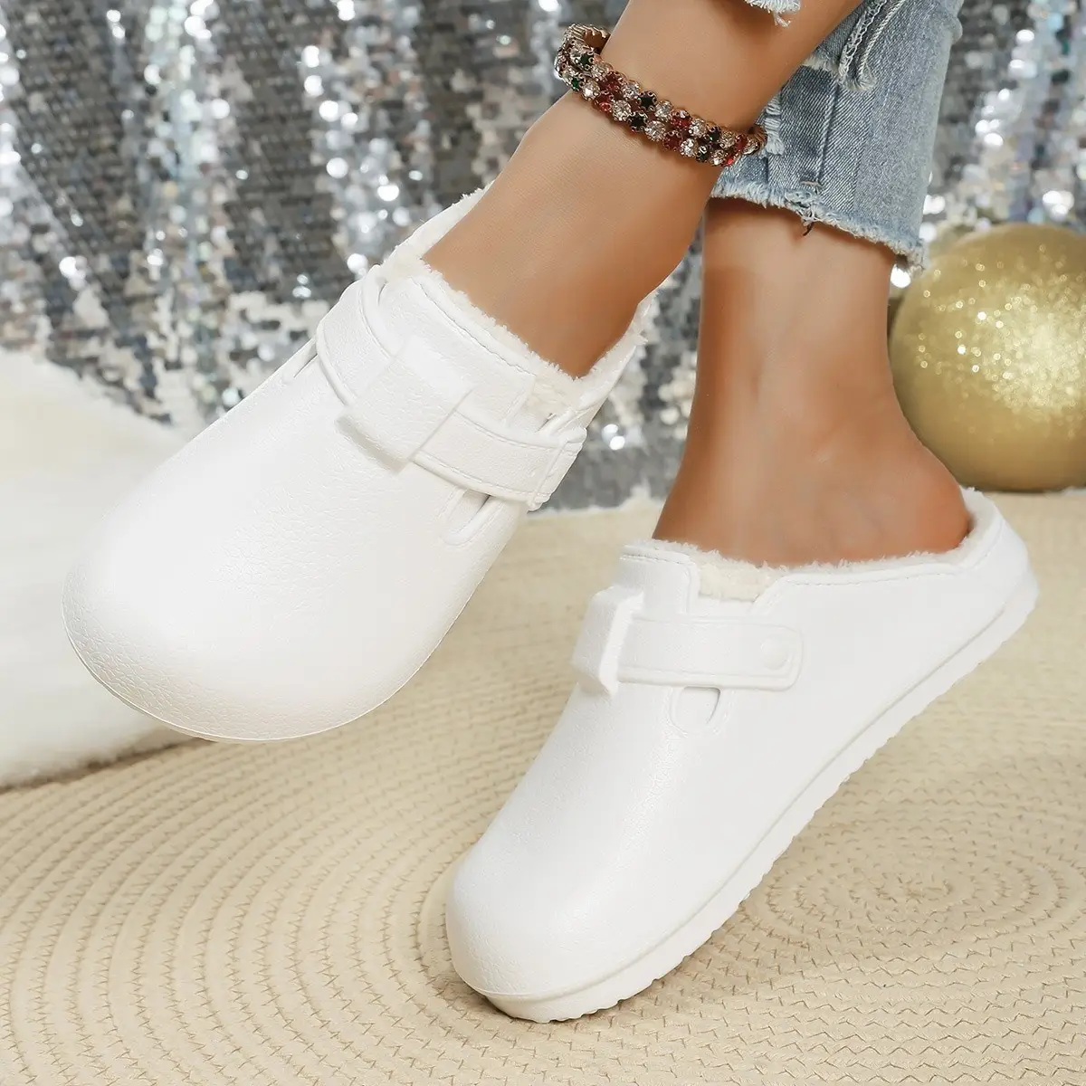 Women Cross-Border Cotton Slipper Beige Winter Waterproof — feature 5