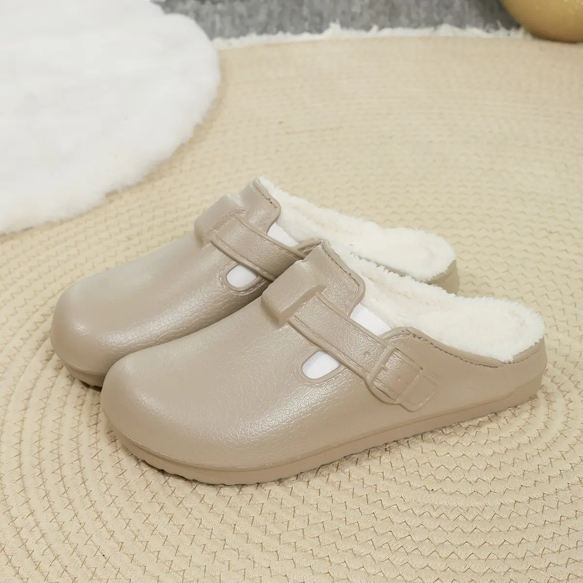 Women Cross-Border Cotton Slipper Beige Winter Waterproof - Image 3