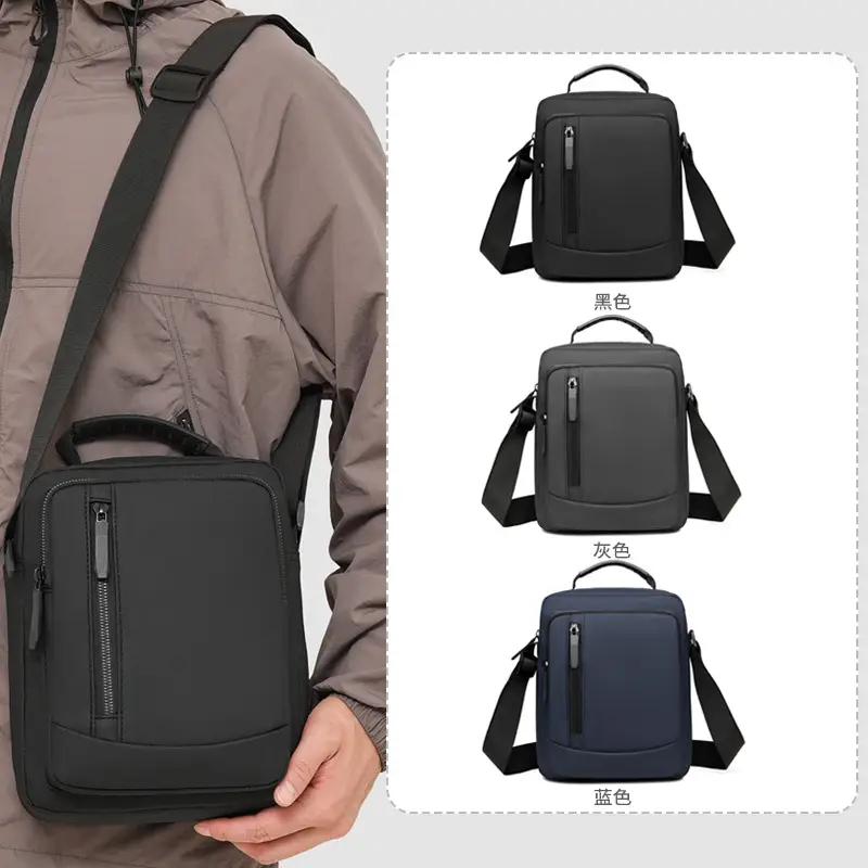 Men's Crossbody Shoulder Bag Blue Black Portable Commuting - Image 5