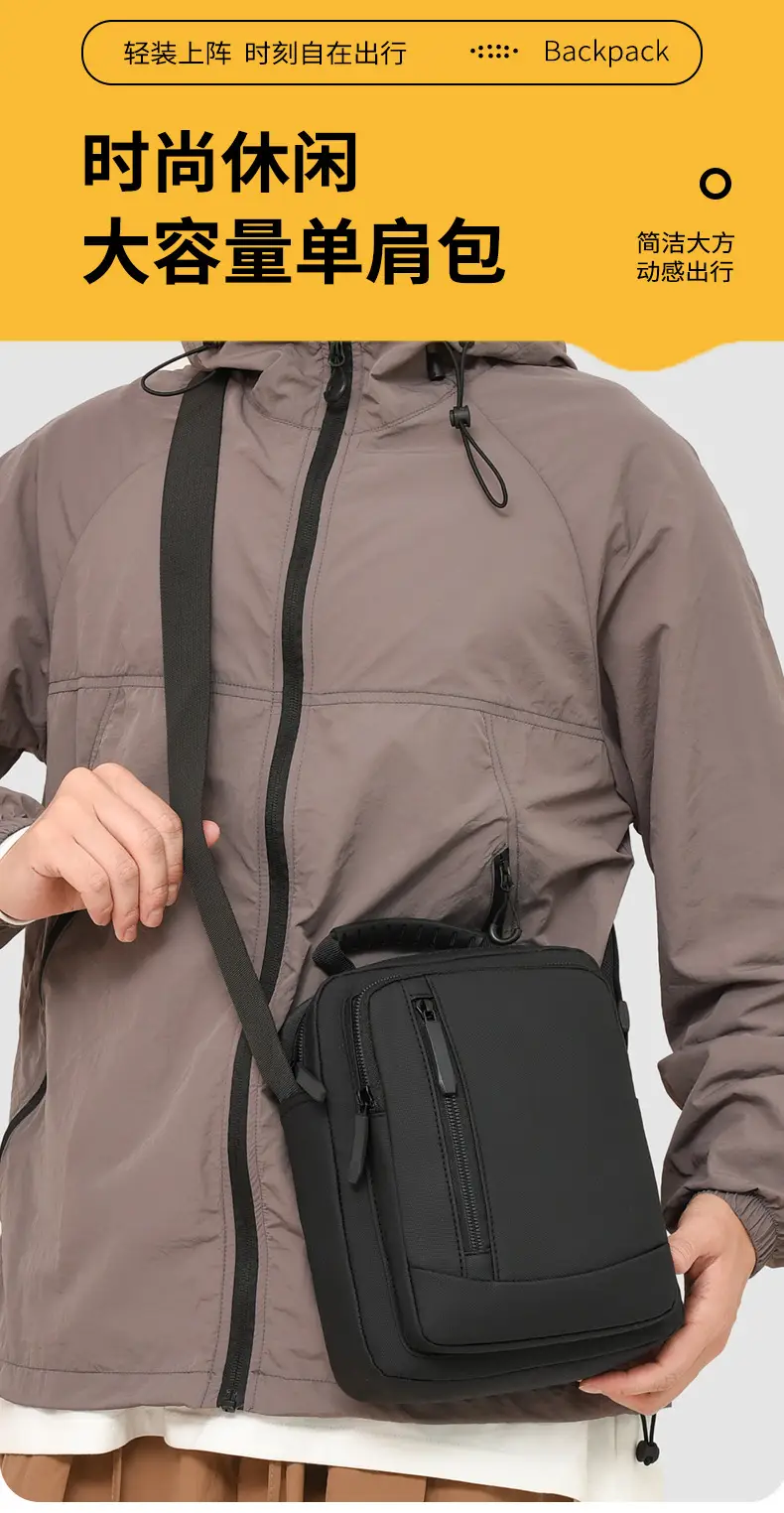 Men's Crossbody Shoulder Bag Blue Black Portable Commuting — feature 1