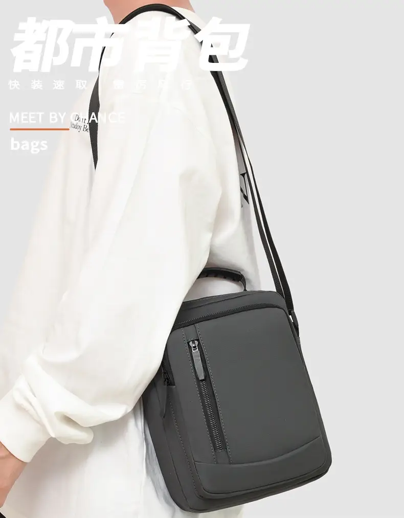 Men's Crossbody Shoulder Bag Blue Black Portable Commuting — feature 10