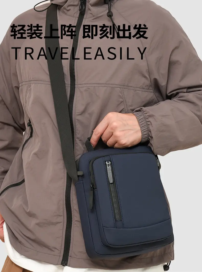Men's Crossbody Shoulder Bag Blue Black Portable Commuting — feature 11