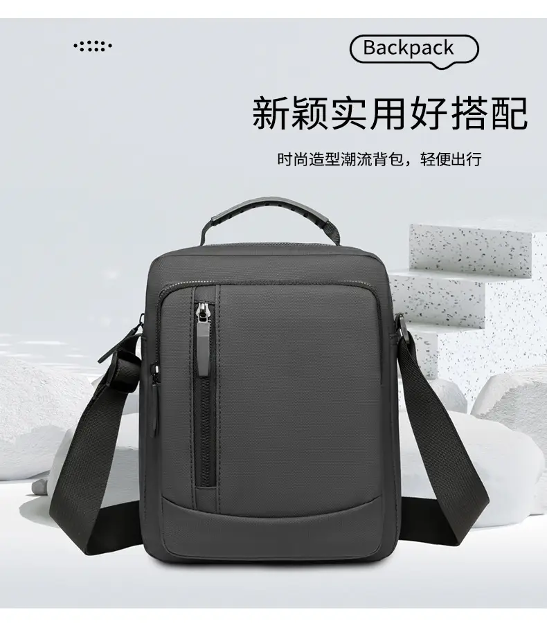 Men's Crossbody Shoulder Bag Blue Black Portable Commuting — feature 12