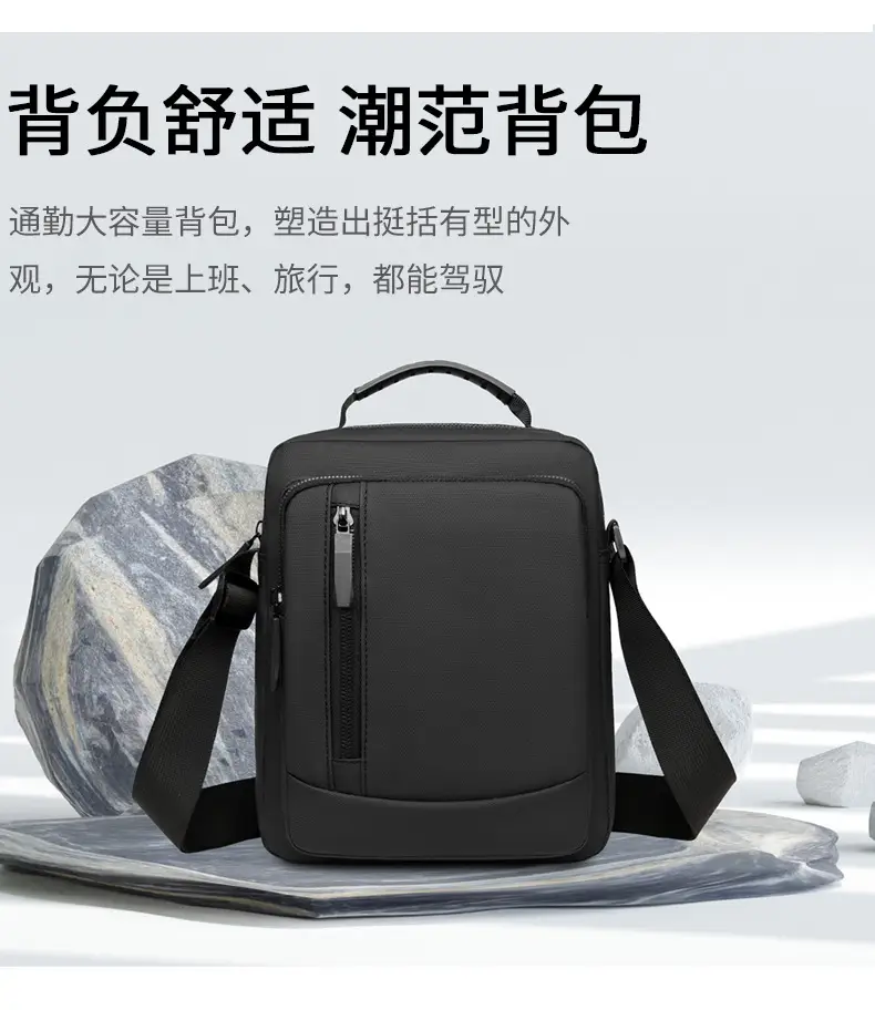 Men's Crossbody Shoulder Bag Blue Black Portable Commuting — feature 13