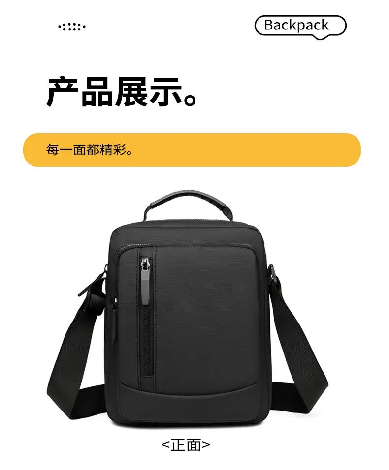 Men's Crossbody Shoulder Bag Blue Black Portable Commuting — feature 16
