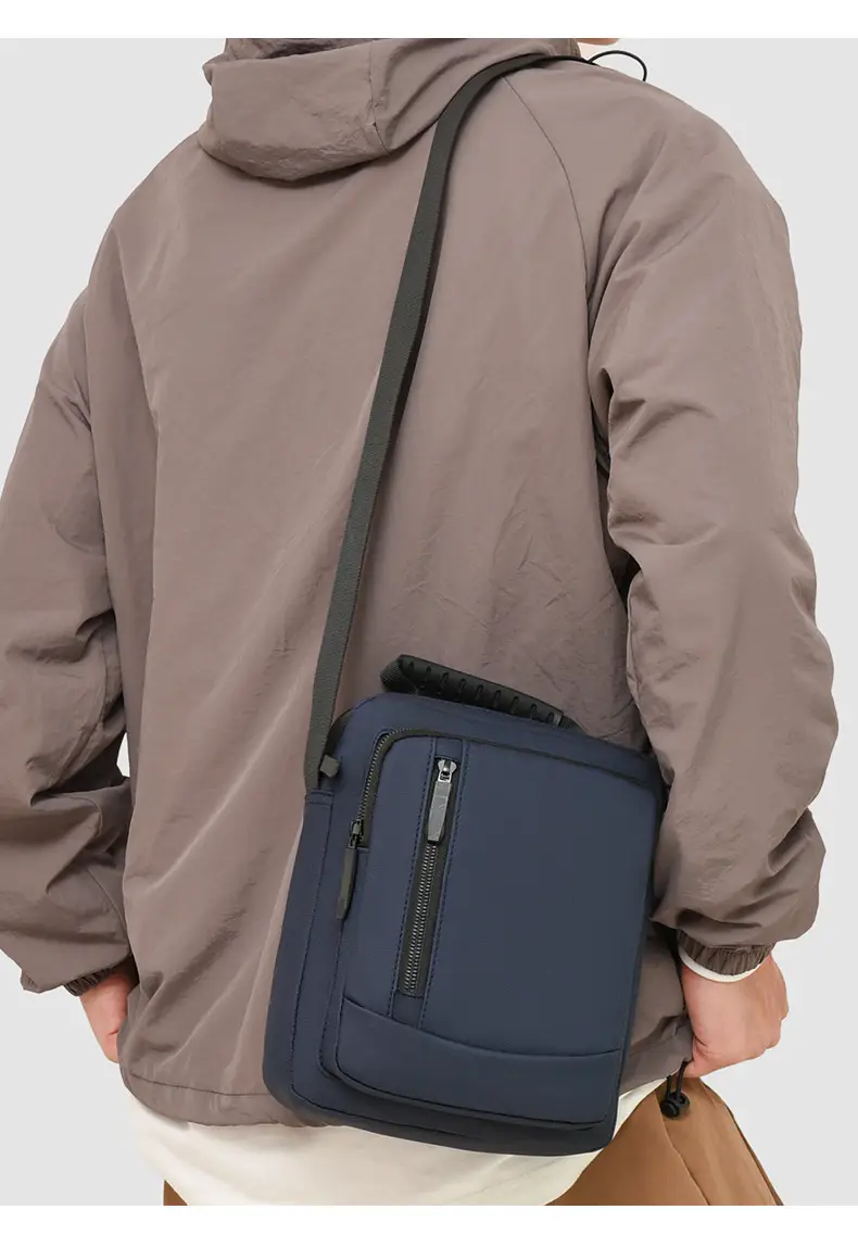 Men's Crossbody Shoulder Bag Blue Black Portable Commuting — feature 25