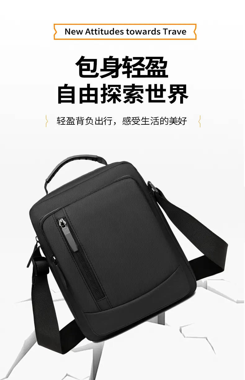 Men's Crossbody Shoulder Bag Blue Black Portable Commuting — feature 5