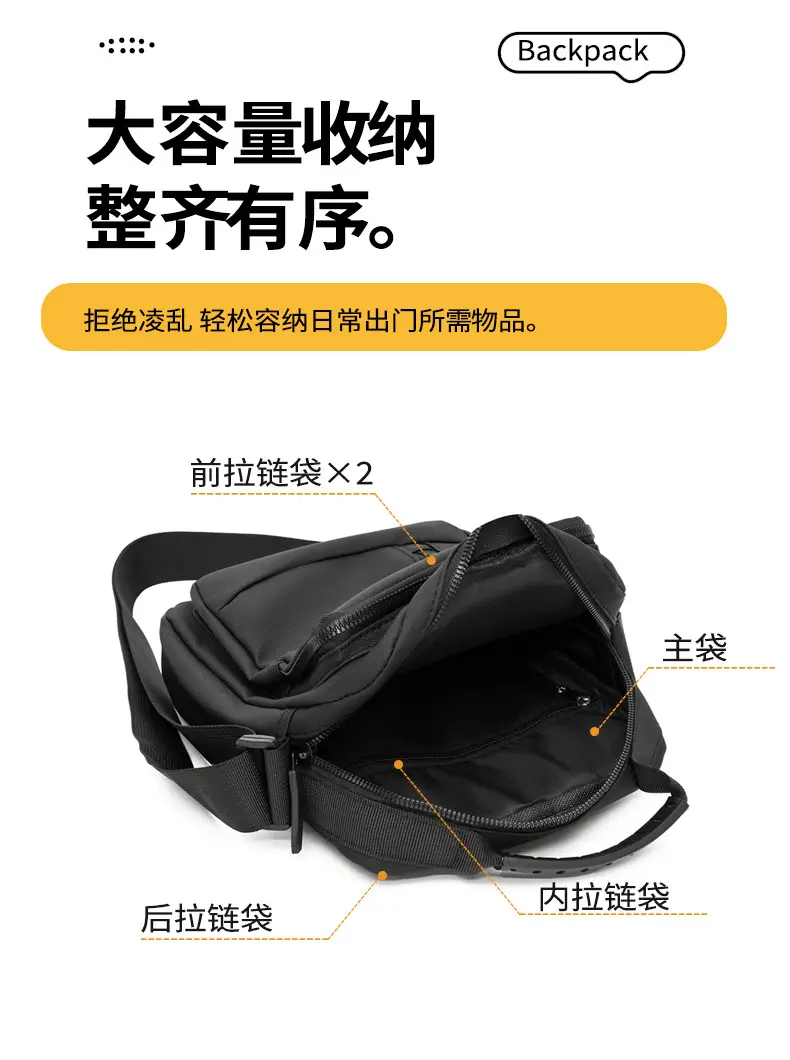 Men's Crossbody Shoulder Bag Blue Black Portable Commuting — feature 8