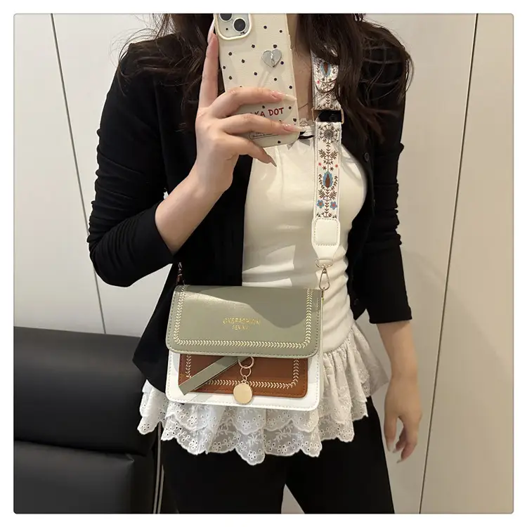 Minimalist Crossbody Bag with Wide Strap & Textured Strap — feature 14